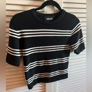 SER.O.YA Black and White Striped Tee